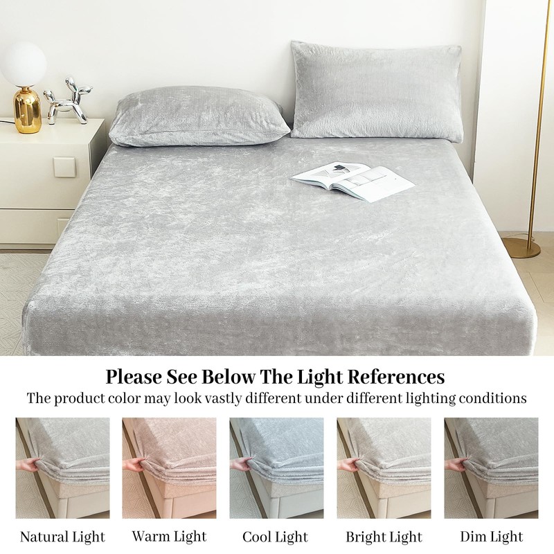 YIYEA Fleece Fitted Sheet Full Size, Ultra Soft Faux Fur