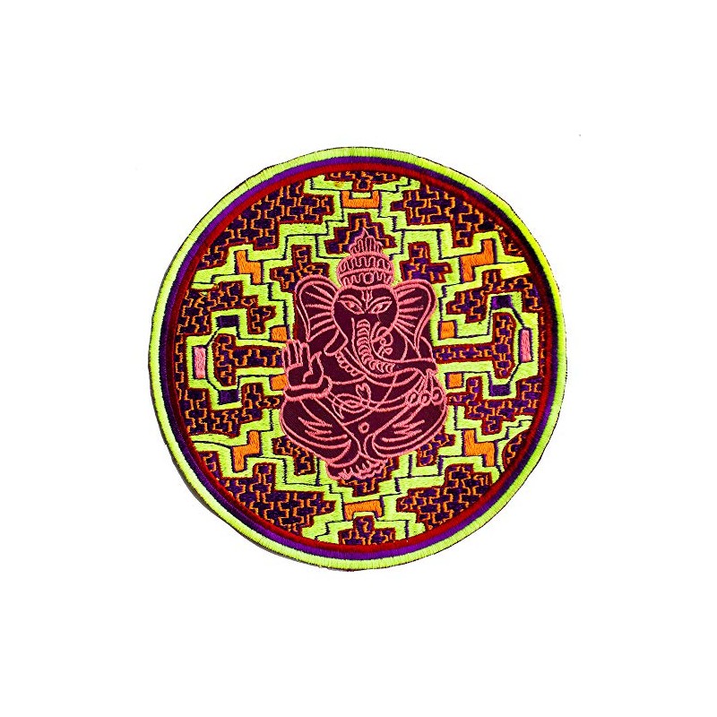 ImZauberwald Ganesha Ayahuasca Patch ~7inch Handmade DMT Shipibo Conibo UV