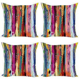 Ambesonne Abstract Decorative Throw Pillow Case Pack of 4, Multicolored Expressionist Work of Art Vibrant Rainbow Design Tainted Pattern, Cushion Cover for Couch Living Room Car, 24", Rainbow Color