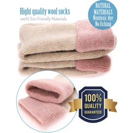 EBMORE Women Wool Socks Winter Warm Hiking Thick Thermal Cozy Boot Crew Comfy Socks 5 Pairs for Ladies （Multicolor Turn Cuff）