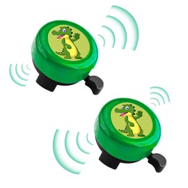 TRUEIN Pack of 2 Children's Bicycle Bell, Dinosaur Bell Children's Bicycle with Hex Key, Universal Bell Balance Bike, Bicycle Bell Girls Boys for Bicycle, Children's Bicycle (Green)