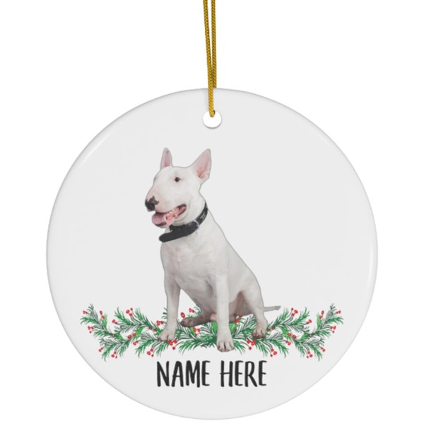 Funny Personalized Name Bull Terrier White Gifts 2024 Christmas Tree