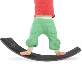 SAYONEYES Wooden Wobble Balance Board Enhance Balance  Coordination for All Ages - Dark Grey