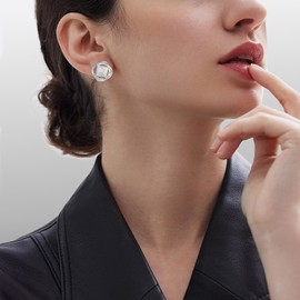 YURSHJAM Iced Out Cubic Zirconia Earrings Studs for Women Large Statement Designer Jewelry Gift