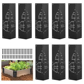 8 Packs Planter Raised Beds Corner Brackets 11 in Metal L Brackets with Screws Black Angle Corner Bracket Connectors for plants 11" x 3" x 3" for Wood Flower Box Angle Brace Black Butterfly