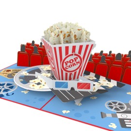 MOKIO MOKIO® Pop-Up Karte – Kino Gutschein – 3D Gutscheinkarte für einen Kinobesuch oder einen Filmabend, zum Geburtstag oder als Verpackung für Kinokarten