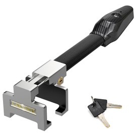 Fowllei Mirren Anti-Theft Steering Wheel Lock with Alarm, Car Security Lock Universal Fit Any Brand Vehicle Truck, Heavy Duty Car Anti Theft Device with 2 Keys Stainless Steel Black