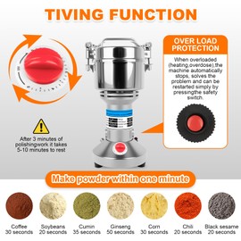 Grain Mill, 550g Flour Mill Grinder for Home, Electric Stainless Steel Grain Grinder for Wheat, Herbs, Nuts, Grains, Corn, Flour, Seasonings