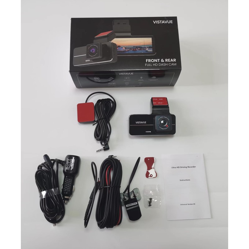 VistaVue Dash Cam - Front 2K, Rear 1080P - WiFi,