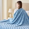 Deamsure Twin Blanket for Couch Blue 3D Bubble Fleece Soft