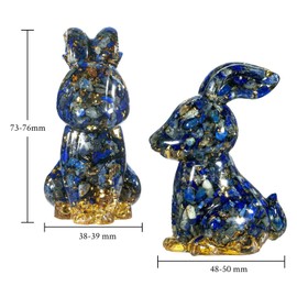 KYEYGWO Crystal Resin Rabbit Figurine, Hand-Carved Easter Bunny Statue Spiritual Gift Animal Ornament for Home Office Decoration, Lapis Lazuli