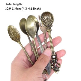 Honbay 6PCS Retro Vintage Royal Style Bronze Carved Mini Cute Coffee Spoon Sugar Spoon Dessert Spoon Tea Spoon Ice Cream Spoon Baby Spoon