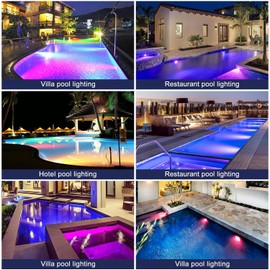 SAMVOL Led RGB Color Change Pool Wall Light, Heavy Duty Aluminum 12V Colorful IP68 Waterproof Pond Lamp for Swimming Pool, Fountain and Waterfall