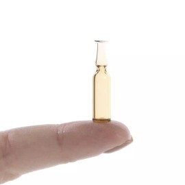 Package of 6 Dollhouse Miniature 1:12 Amber Glass 1" Bottles