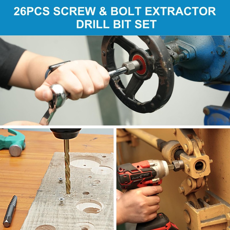 GMTOOLS Screw Extractor Set, 26 Pieces Bolt Extractor Kit &