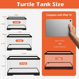 AZV Small Turtle Tank Kit,PC Starter Aquarium Indoor,Red Eared Slider Aquatic for Baby Tortoise,Fishes and Amphibians,Include Basking Platform*1,Filter*1,Filter Plates*2,Plants*2,Lamp*1,Bulb*1,Stone*1