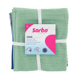 Sorbo Terry Dish Cloths, Kitchen Cleaning Cloths, Pack of 3 Super Absorbent Dishcloths for Streak Free cleaning around the home, each cloth measures 35cm X 35cm