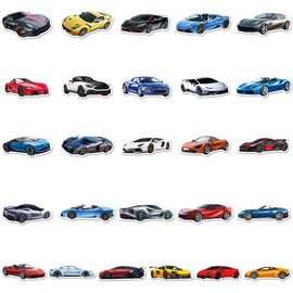Supercar Racing Stickers Pack 100Pcs for Water Bottle, Skateboard, Laptop, Phone, Journaling, Vinyl Decals for Kids, Toddlers, Teens, Adults
