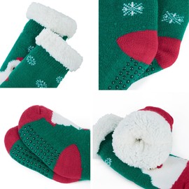 PONCEAU Baby Girls Boys Plush Socks Non-Slip Socks Baby Girls Boys Christmas Socks Kids Slippers Socks, Set of 3 A