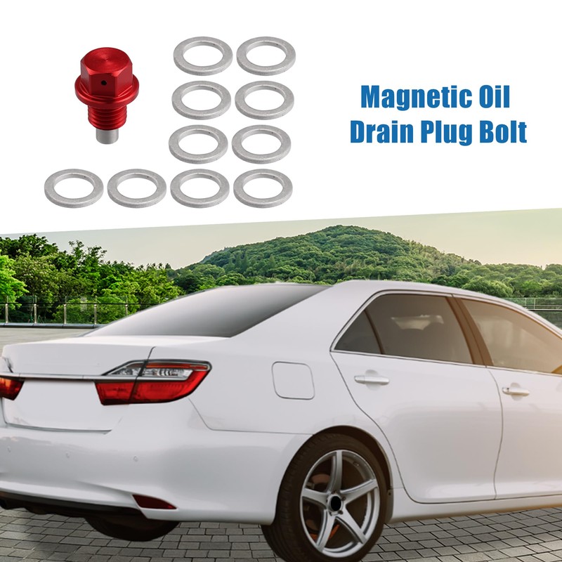 A ABSOPRO Magnetic Oil Drain Plug Bolt M12x1.5 Metal Red