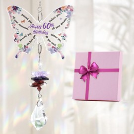 KAAYEE 60th Birthday Gifts for Women, Unique Butterfly Crystal Suncatcher 1965 Gift for Her, Inspirational 60 Year Old Presents for Mum Sister Friend (60th)