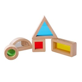 Eichhorn Montessori window blocks in 5 different shapes and coloured acrylic glass, watch and discover the world through a colourful lens, made from 100% FSC certified beech wood, from 1 year