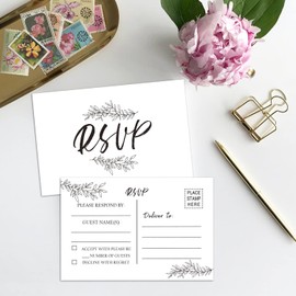 EKSPLODI 50 RSVP Cards, RSVP Postcards, Response Card, Blank RSVP Reply, RSVP for Wedding, Rehearsal Dinner, Baby Shower, Bridal Shower, Birthday, Engagement, Bachelorette Party Invitations.