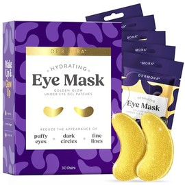 Dermora Máscara de ojos de oro de 24 quilates – 30 pares – Ojos hinchados y Ojos Oscuros Tratamientos – Luce menos cansado y reduce las arrugas y