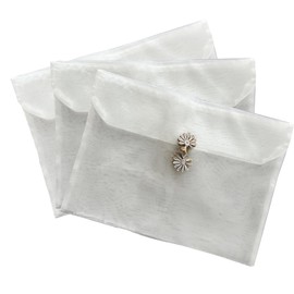 3 Pieces Scarf Storage Bag Beige Encrypted Matte Button Yarn Envelope Silk for Scarf Gifts Organza Clothing Wardrobe Organizer Packaging Bags 10.6 x 14.5 Inches (White 2)