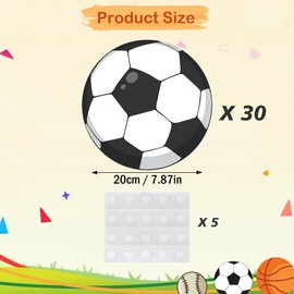 Lucleag 30 PCS Big Soccer Ball Cutouts for Bulletin Board Decor, Football Soccer Paper Cut-Outs for Classroom Bulletin Board Wall Decor Soccer Sport Theme Birthday Party Supplies, 7.87 in