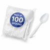 100 Pack Reusable Plastic Spoons | Heavy Duty Clear Table