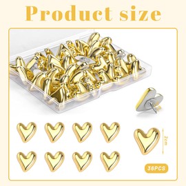 RUISPEED Set of 36 Heart Push Pins with Colourful Heads Colourful Metal Push Pins - Ideal for Bulletin Board, Cork Board, Wall Decoration, Office, School, Home, Gift for Kids