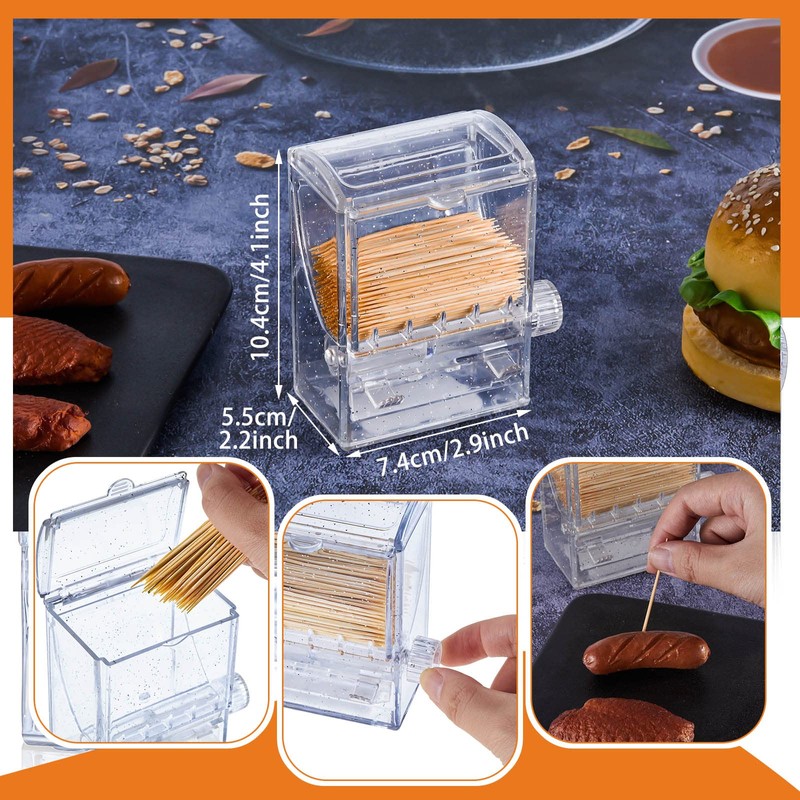 Tessco for you 4 Pieces Toothpick Dispenser Creative Clear Knob