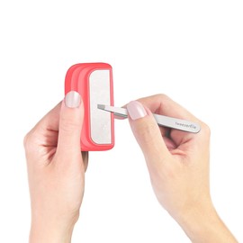 Tweezerfile Tweezer Sharpener & Tweezer Set (Coral Red)
