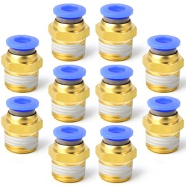 ERGAOBOY 10 Pcs 4mm Pipe AD x 1/4 BSP Male Thread Straight Push to Connect Fittings (PC4-02)