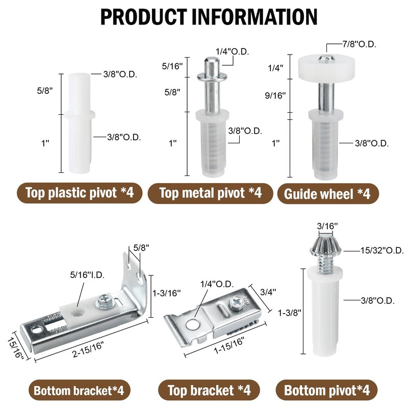 Bifold Door Hardware Repair Kit - 4 Pack Bi-fold Sliding