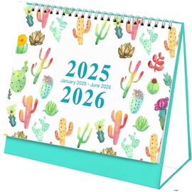 Desk Pad Calendar, January 2025-June 2026, Monthly Daily Planner, Desktop Calendar, Academic Year Planner for School, Office, Home, Twin Wire (Cactus-2025-2026)