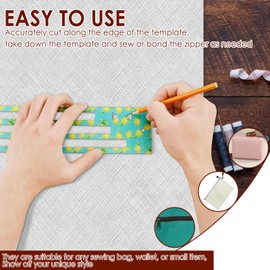 PTMTFYL 2 Set Zipper Pocket Template, 7/8/9 inch Zipper Making Templates, Acrylic Sewing Templating, Zipper Overlay Stencil for Bag Making, Zipper Accessories Tool