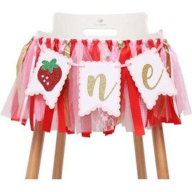 WODJR 1 Pcs Strawberry High Chair Banner Strawberry Birthday Decorations Strawberry Banner Birthday Banner Strawberry Party Decorations Berry First Birthday Decorations Strawberry Decorations Strawberry Decor First Birthday Decorations for Girls
