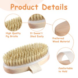 Dry Brush for Natural Body, Dry Brush Natural Bristles, Body Brush Natural Bristles with Hemu Wooden Handle, for Skin Exfoliation, Promote Blood Circulation and Lymphatic Drainage, Cellulite Reduction