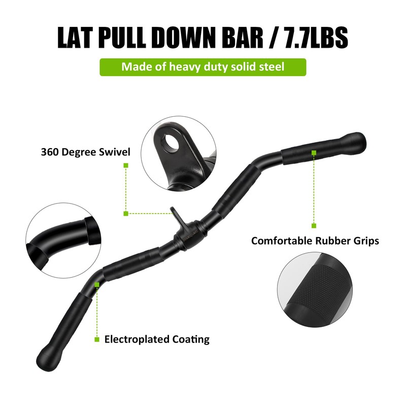DYNASQUARE Lat Pulldown Attachments Combo, Curl Pulldown Bar with 360°