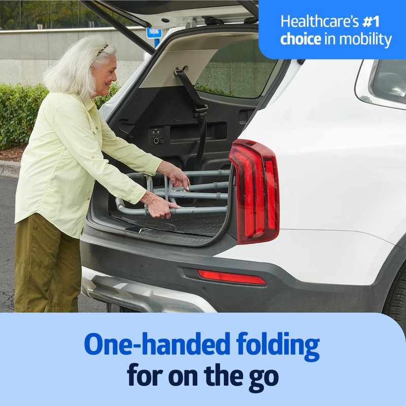 Medline Lightweight Junior/Lower Height Folding Walker with 5” Wheels