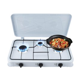 LPG Gas Cooktop, 3 Burner Portable Gas Stove, Gas Stovetop for RV, Apartment, Outdoor