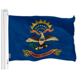 UD_G128 Combo Pack: USA American Flag 3x5 Ft 150D Printed Stars & North Dakota State Flag 3x5 Ft 150D Printed