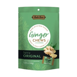Bali's Best Ginger Chews, Spicy Original Flavor, 5.08 Oz, Individually Wrapped Soft Candy, Made with 100% Real Ginger, Digestive Health Support, Upset Stomach Relief, Halal