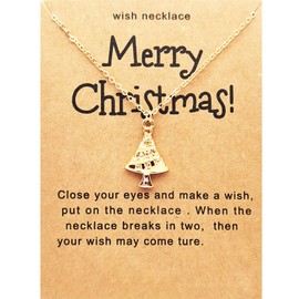 COLORFUL BLING Christmas Necklace with Wish Card for Women Tree Reindeer Snowflake Pendant Necklace Xmas Day Santa Party Costume Jewelry Thanksgiving Gifts-tree