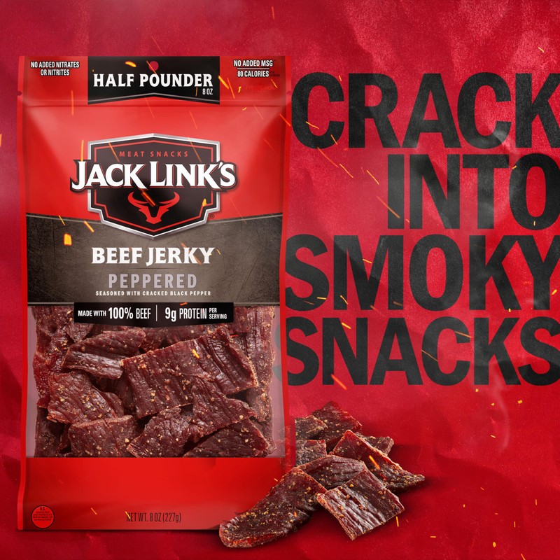 Jack Link's Beef Jerky, Peppered, Half Pounder Large Jerky Bag