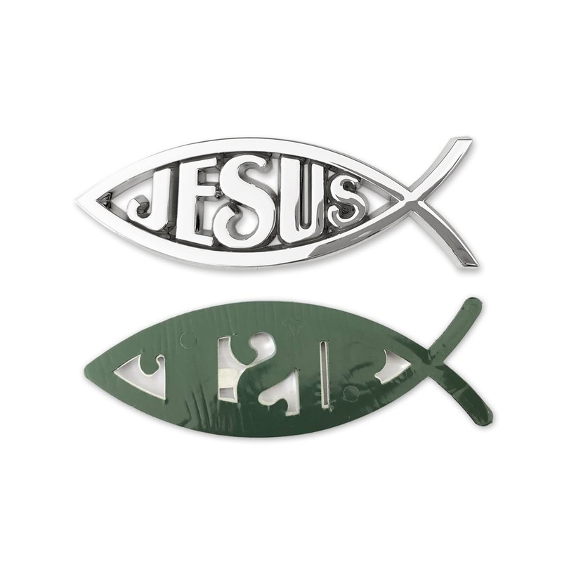 Christian Jesus Fish Car Emblem - Chrome Silver Symbol Fish