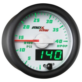 GlowShift MaxTow 52mm White Double Vision High Pressure Oil Pressure HPOP Gauge - MT-WDV21