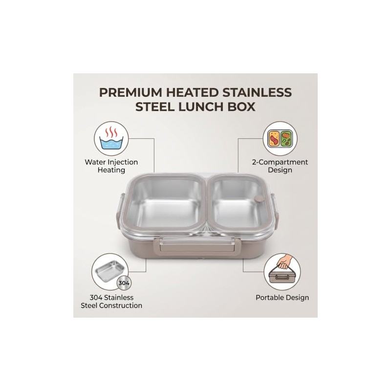 Fiambrera Bento, Contenedor Térmico para Alimentos de 1,2 L con